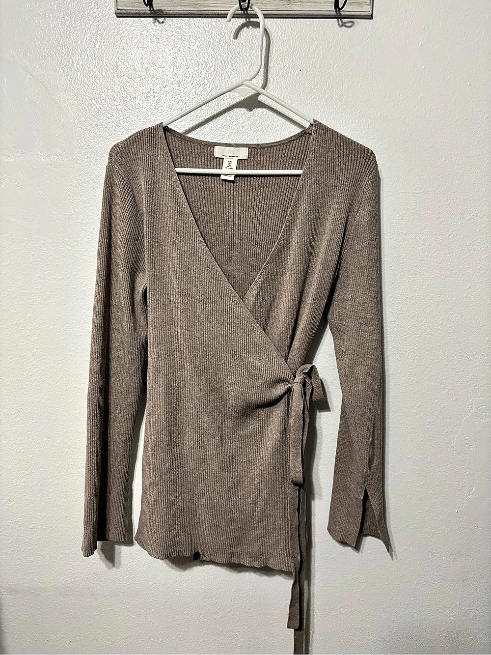 H&Medium MAMA Ribbed Wrap Cardigan Brown small